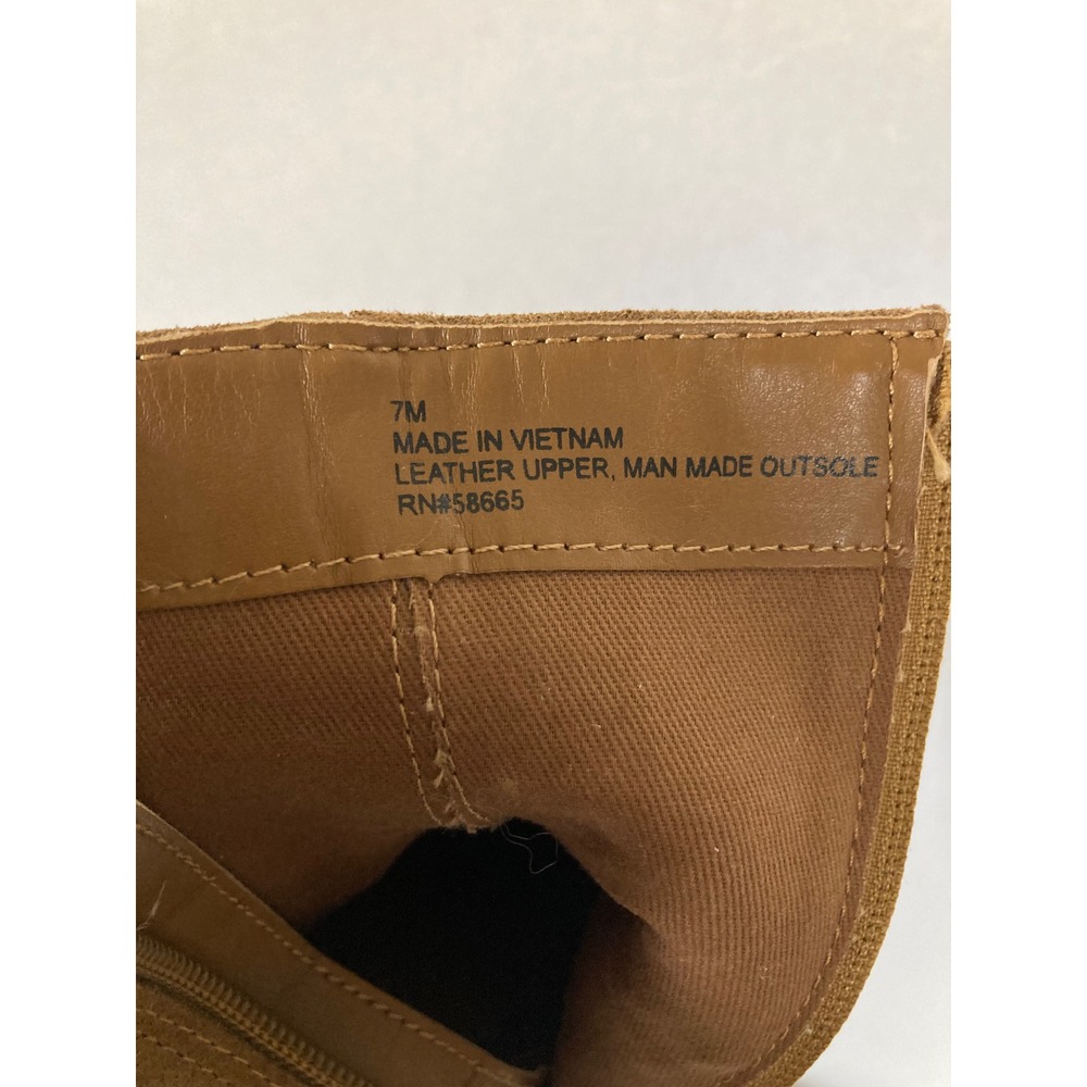Open Edit Ankle Boots Women 7M Tan‎ Suede Leather Pointed Toe Block Heel Zip - Picture 3 of 10
